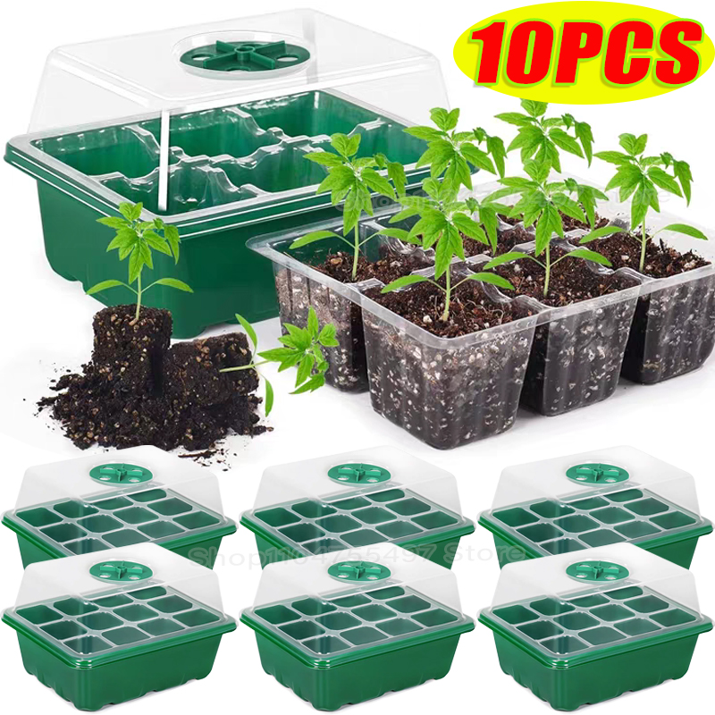 Propagation Tray Dome - 湿度調整可能なドームとベース付きの種子育成キット、屋内ミニ温室、種子栽培用スタータートレイ