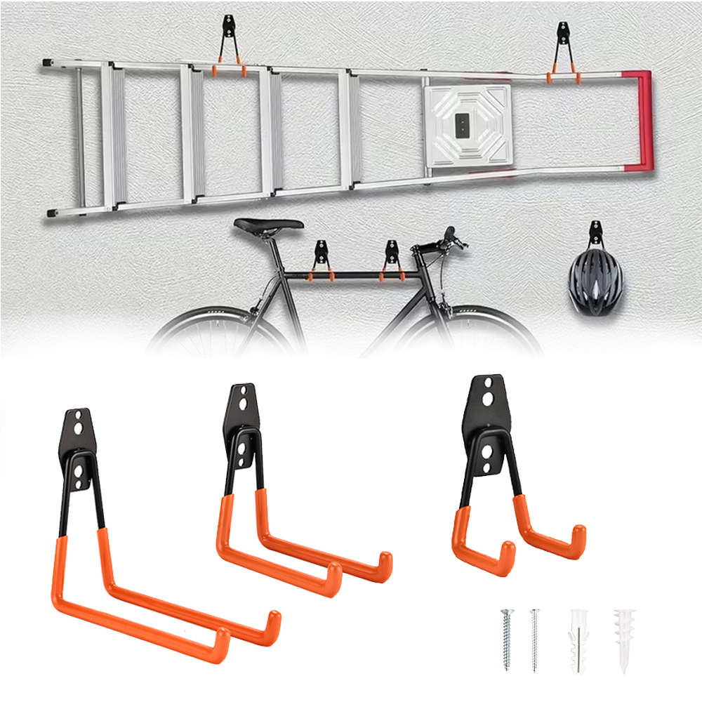 Gardening Tools Organizer - 頑丈な壁掛けメタルフック ガレージオーガナイザー 自転車/はしごハンガー 滑り止め収納フック ガーデンツール/ホームワークショップ用