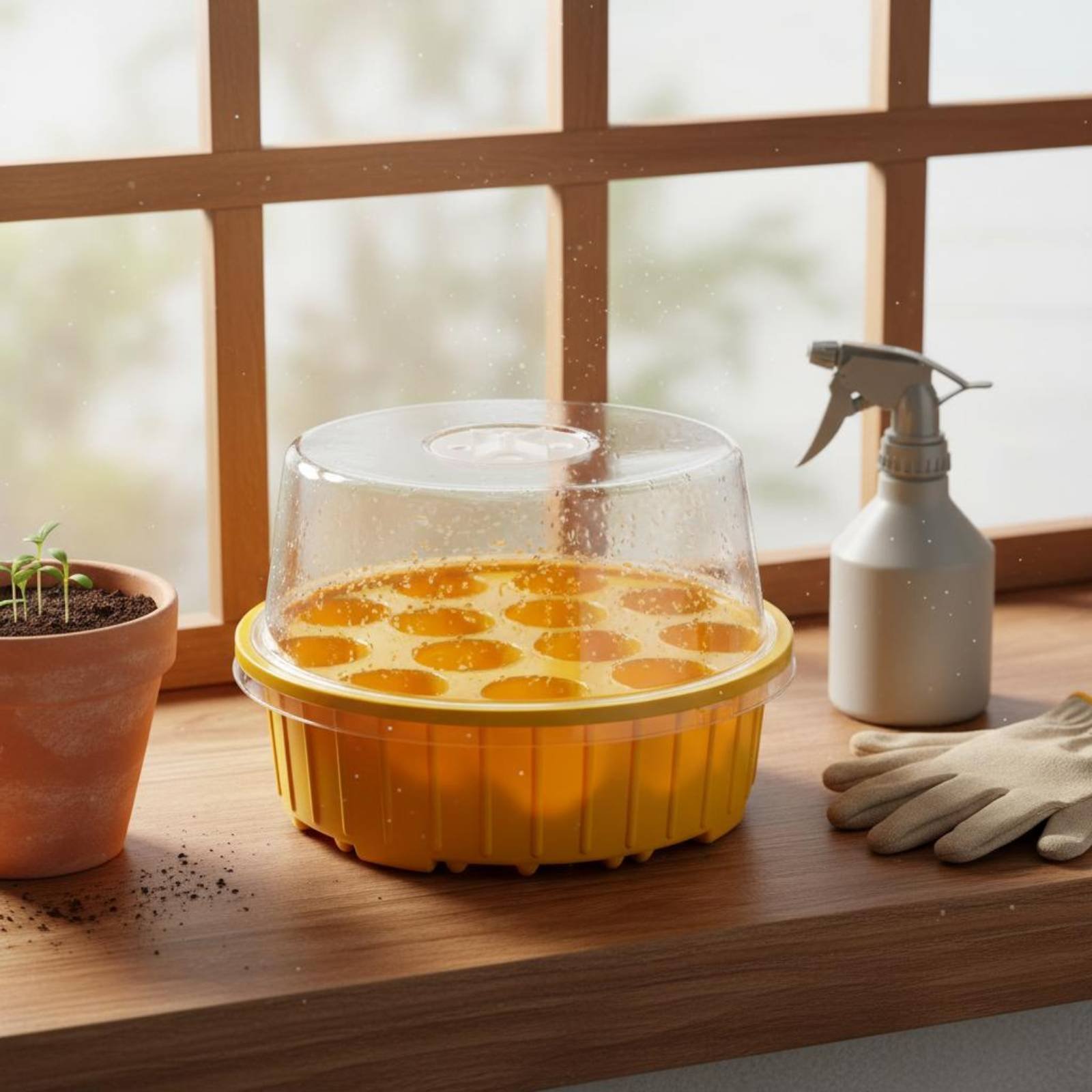 Propagation Tray Dome - 3個入り 13穴種子トレイ 水分保持 丸型苗トレイ カバー付き繁殖ボックス 保温クリアドームカバー