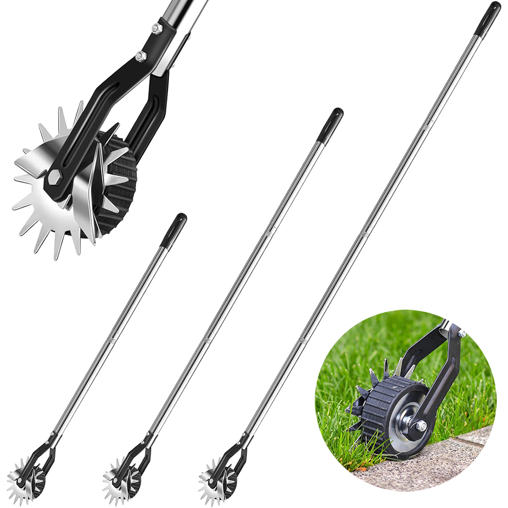 Gardening Tools Edger - 67インチ/170cmホイール式ロータリーエッジャー、手動芝生エッジャーツール、4セクションステンレス鋼製芝生エッジャー、歩道、庭、造園用