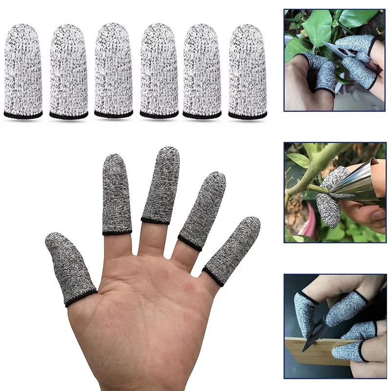 Gardening Tools Gloves - 5レベルの高性能耐切創繊維5ペアフィンガーコット親指プロテクター耐切創手袋キッチン屋外作業ツール用
