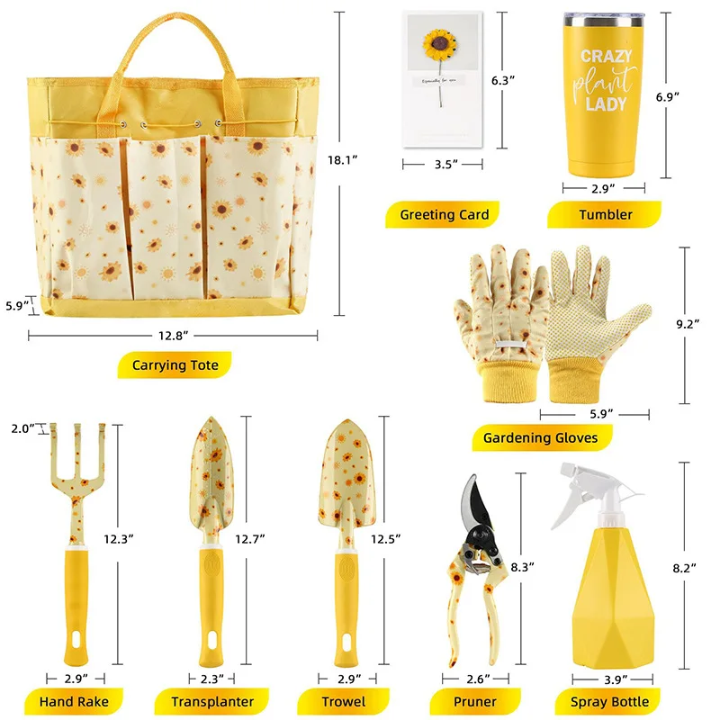 Gardening Tools Gloves - 耐久性のあるガーデンツールセット レディース向けキュートな園芸ギフト ガーデンツールキット 精巧なプリント入り 手動ガーデンツール