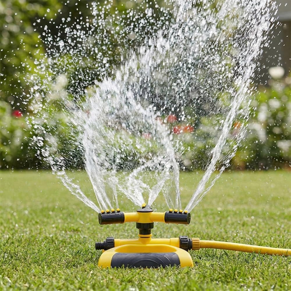 Gardening Yard Tools - 360度自動回転式スプリンクラー（ベース付き）大範囲カバー ガーデンヤード用散水スプリンクラー 標準ホース灌漑ツール対応