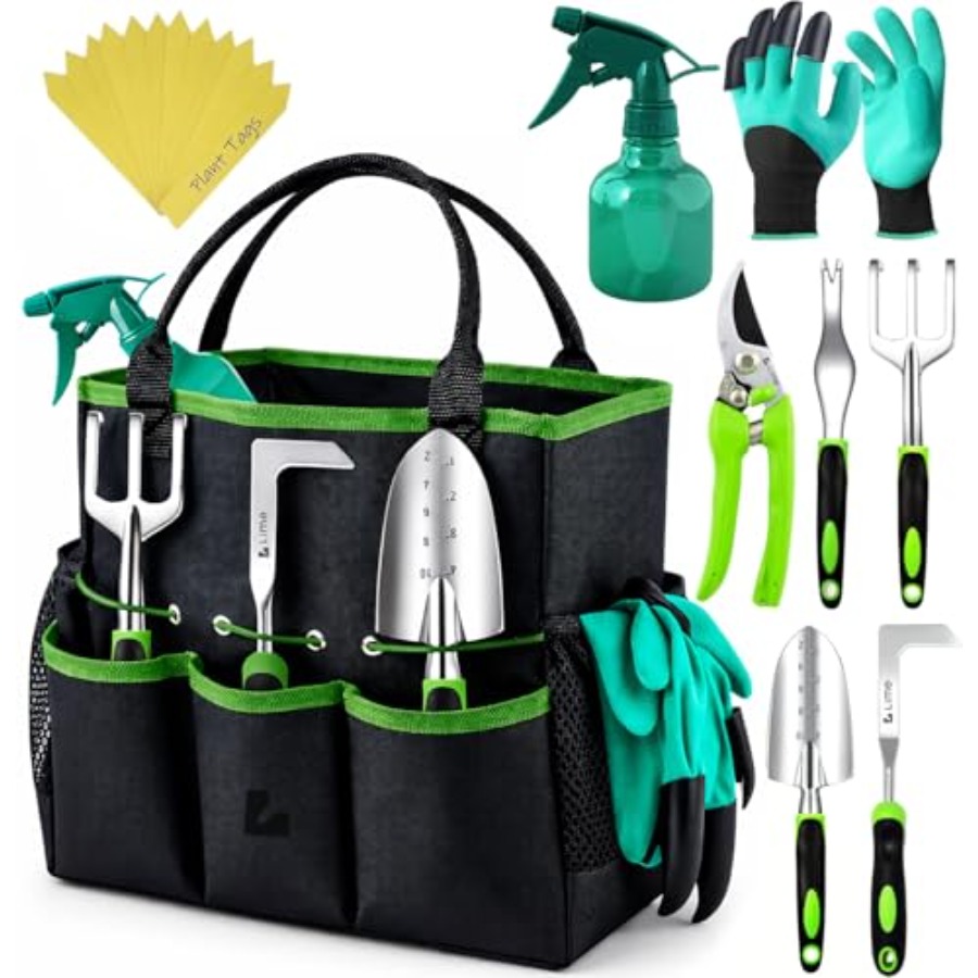 Gardening Tools Set Gift - 頑丈な園芸工具 - 女性、男性、お母さん、お父さんへの園芸ギフト - 耐久性があり、人間工学に基づいた園芸工具セット（緑）
