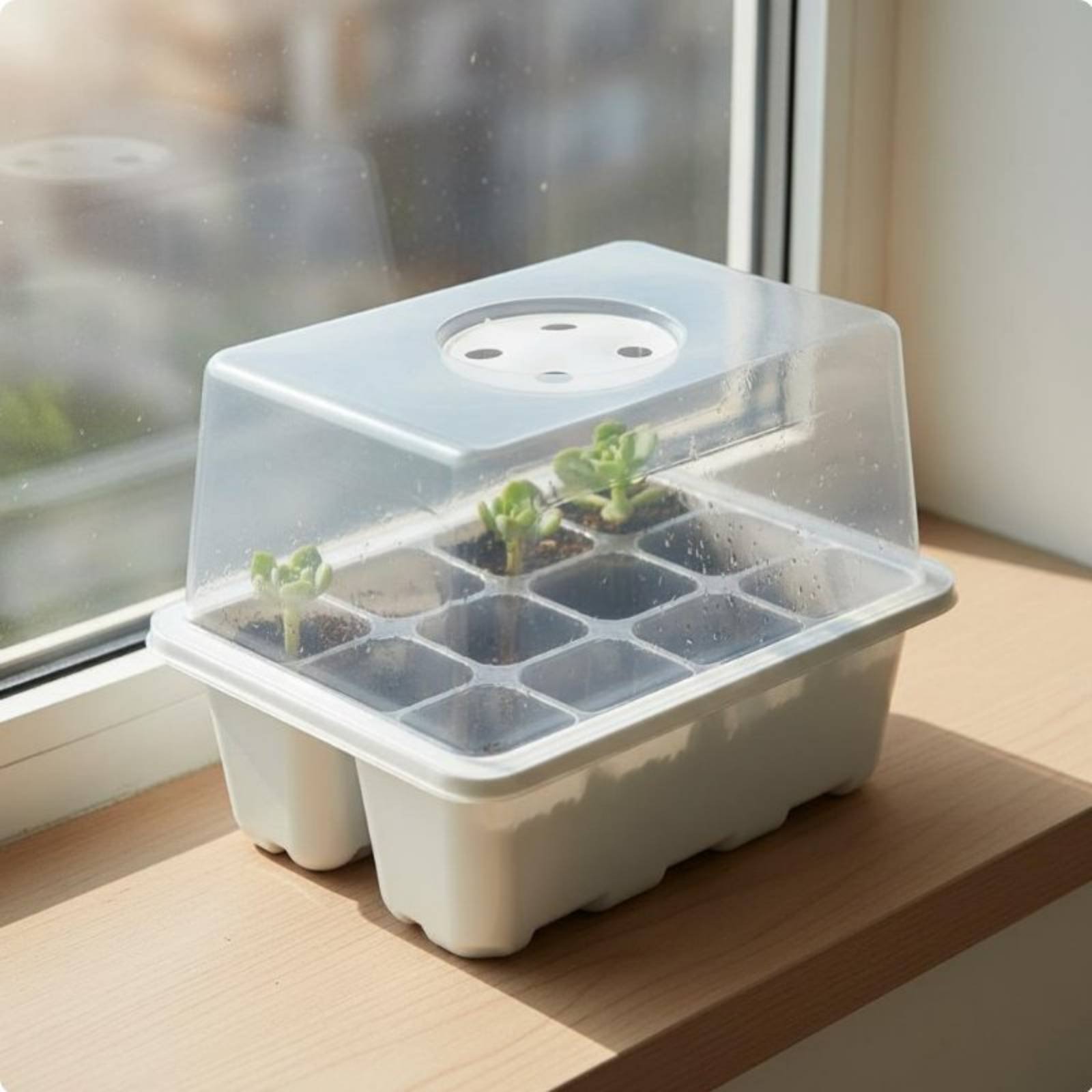 Propagation Tray Dome - 12コンパートメント種子育成トレイ 透明蓋付き種子初心者用トレイ 湿度ドーム付き植物繁殖ボックス 湿気保持