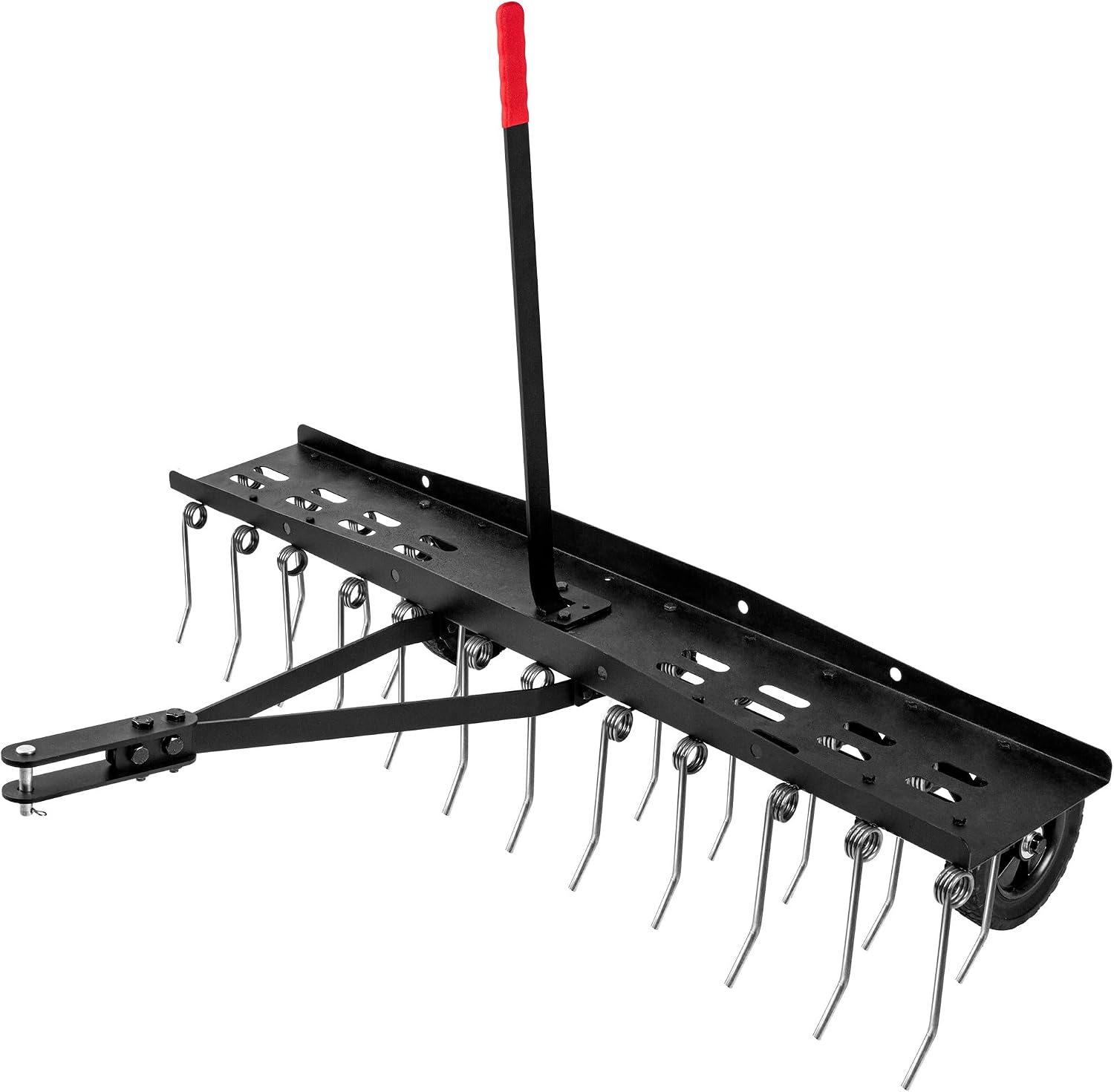 Gardening Tools Lawn Mower - 牽引式芝生脱草機レーキアタッチメント、頑丈なスプリングスチール製タイン芝生エアレーター装置、ガーデン トラクター乗用芝刈り機用ヤードツール、黒、1個入り