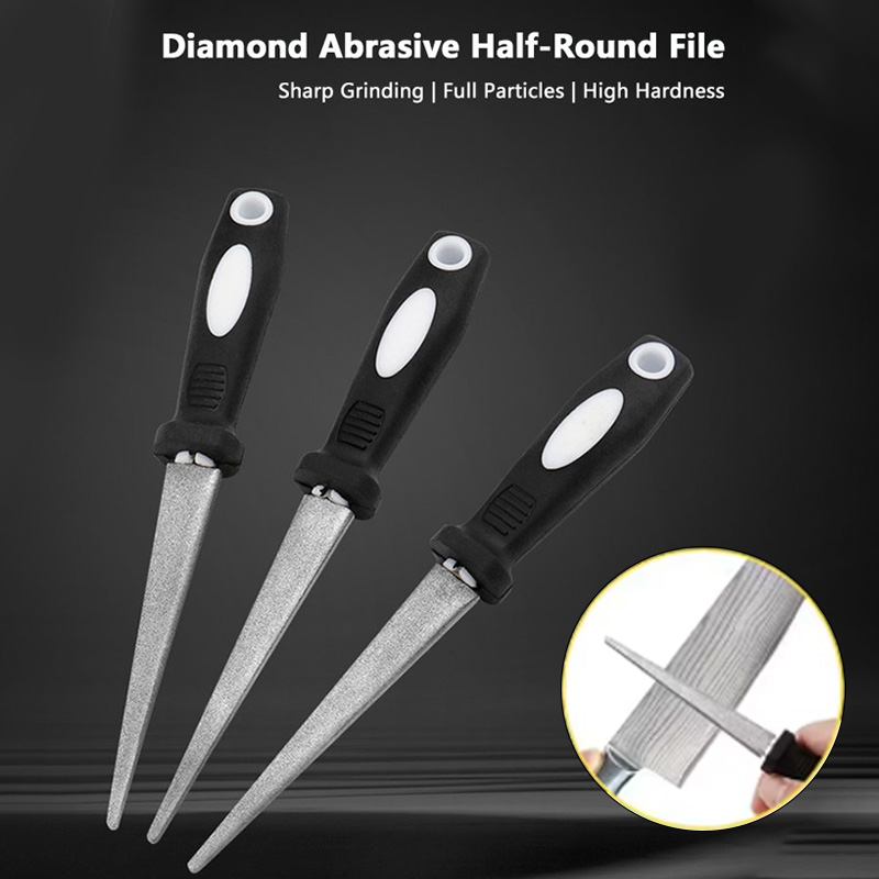 Essential Gardening Tools - ダイヤモンドシャープナー金属製ダブルサンドファイルはさみ園芸工具シャープナー両面フラット＆カーブデザインナイフシャープナー