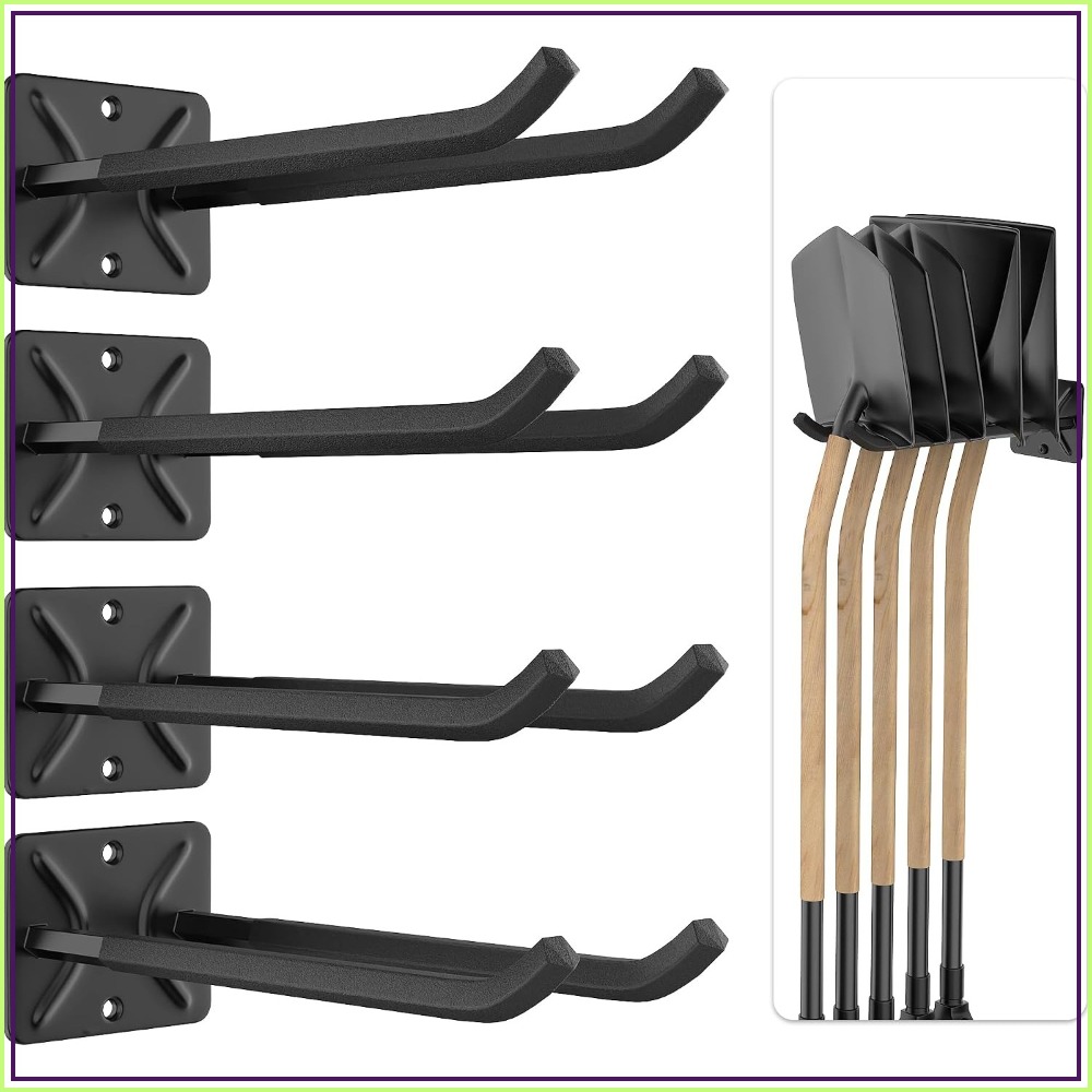 Gardening Tools - 頑丈なガレージ収納フック、12.4インチの壁掛けハンガー（タイヤ、はしご、園芸工具用）、4個パック