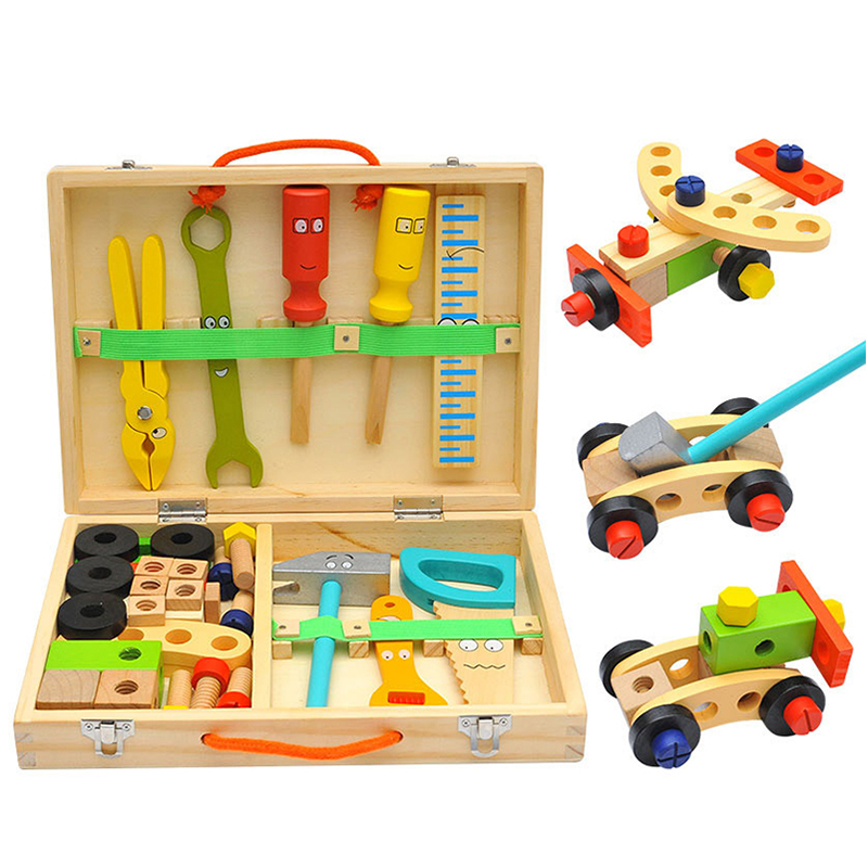 Gardening Tools For 10 Year Olds - 教育モンテッソーリ子供のおもちゃプラスチック木製ツールボックスごっこ遊びセット子供ナットネジアセンブリシミュレーション大工ツール