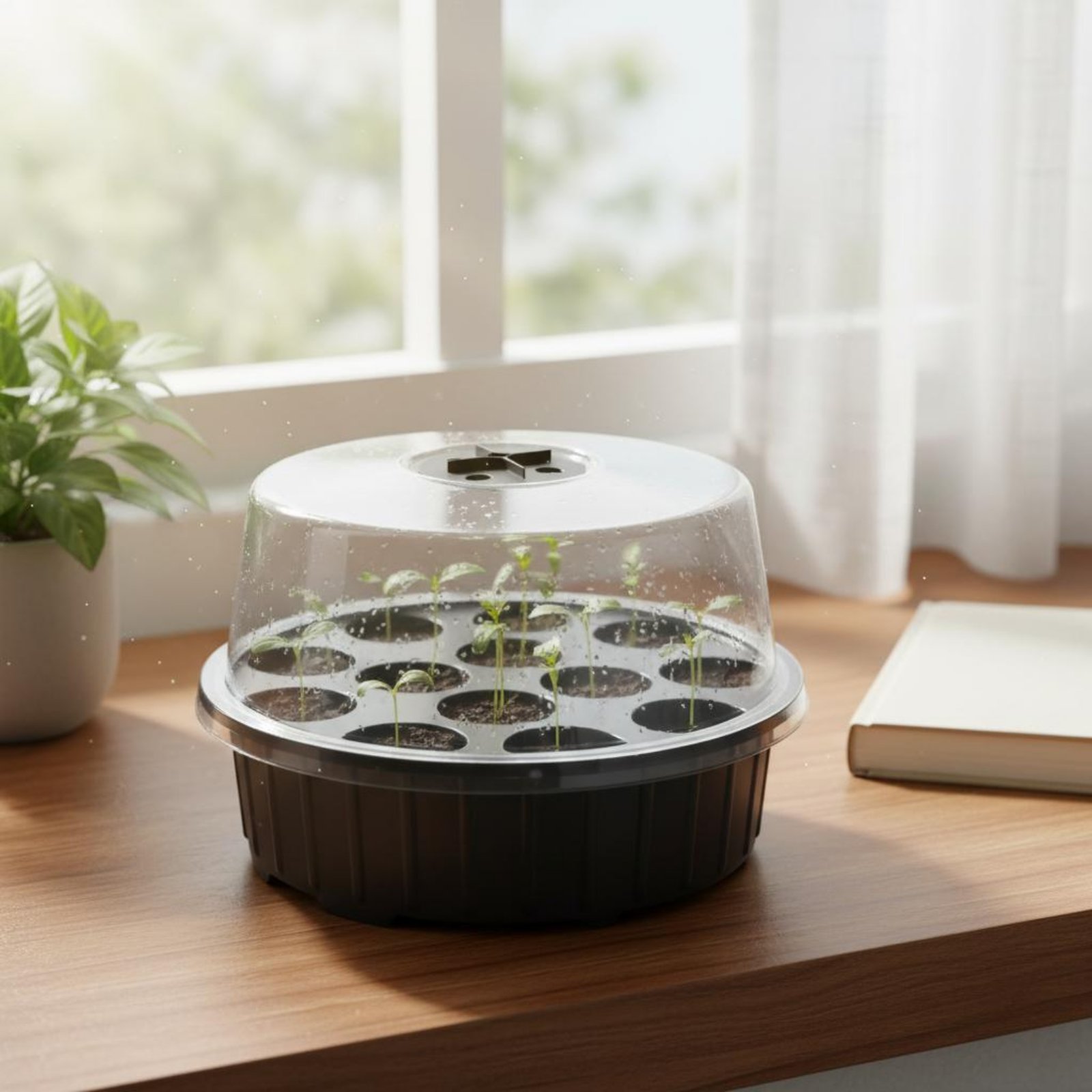 3個入り 13穴種子トレイ 水分保持 丸型苗トレイ カバー付 - Propagation Tray Dome のレビューと価格