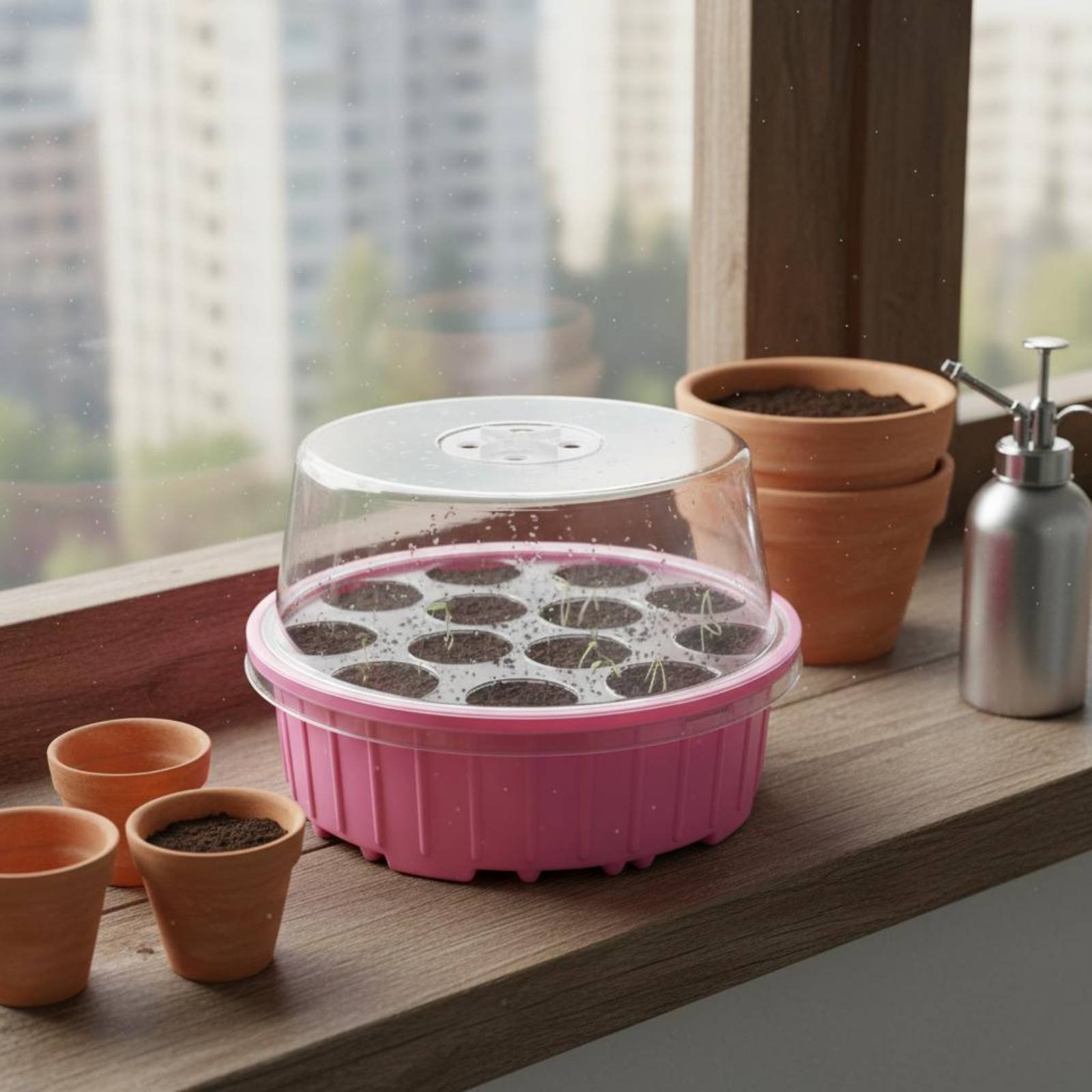 3個入り 13穴種子トレイ 水分保持 丸型苗トレイ カバー付 - Propagation Tray Dome のレビューと価格