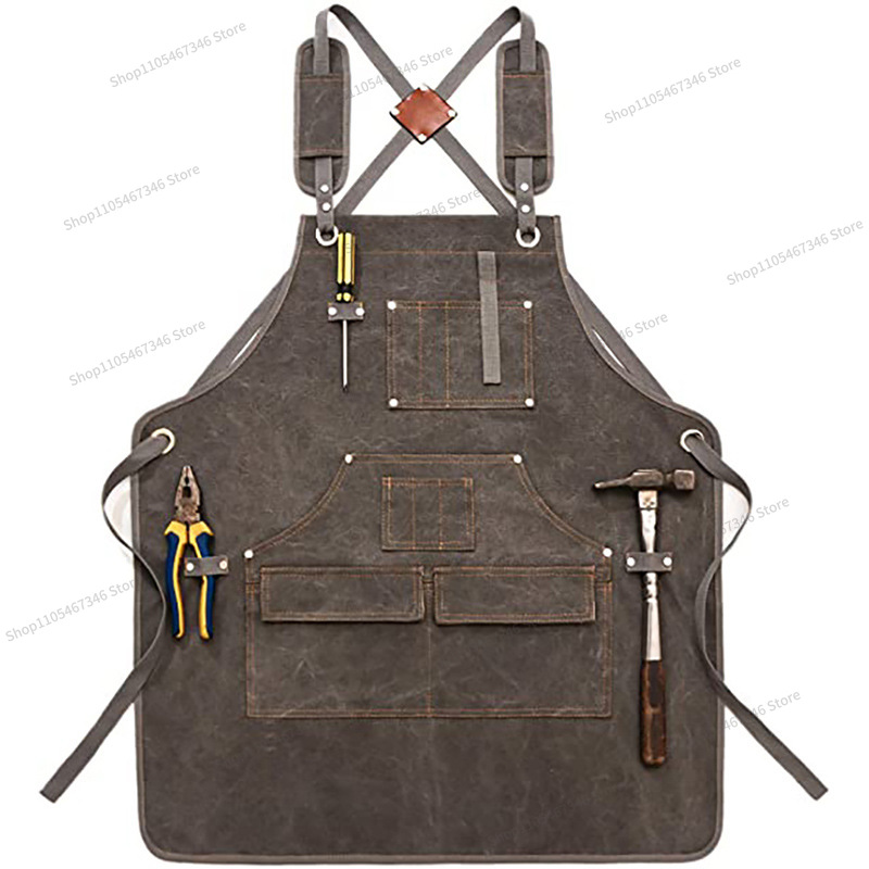 厚手のキャンバス製エプロン、カスタムロゴ入り、木工、電気技師 - Gardening Tools Logo のレビューと価格