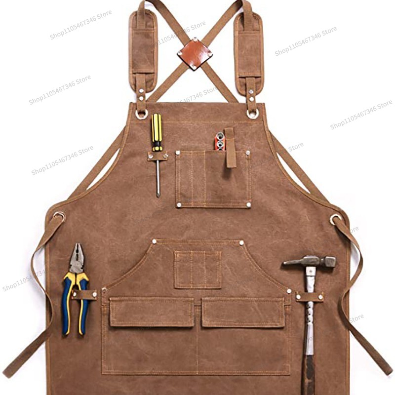 厚手のキャンバス製エプロン、カスタムロゴ入り、木工、電気技師 - Gardening Tools Logo のレビューと価格
