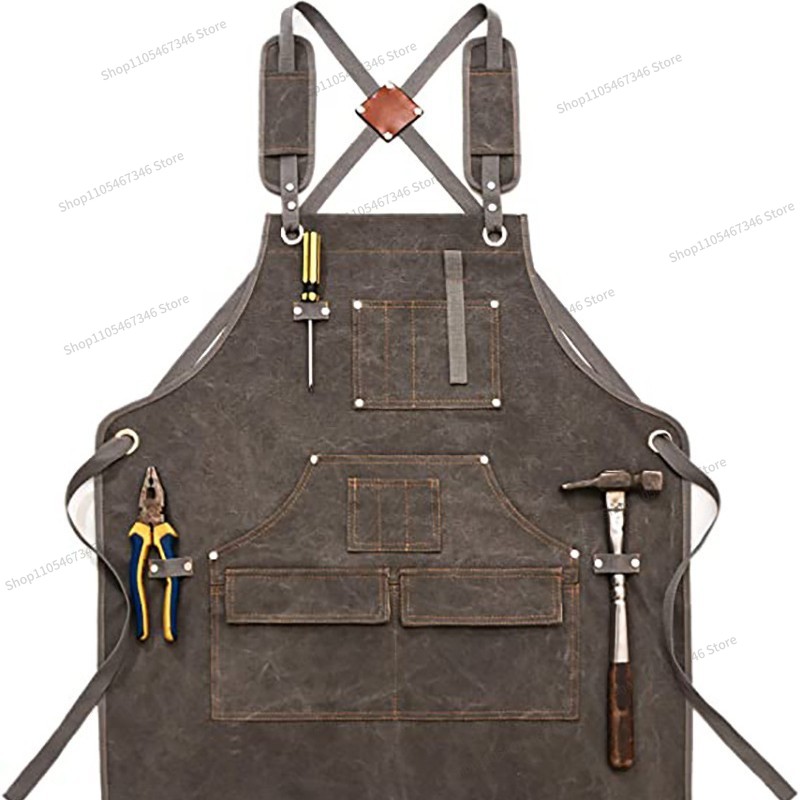 厚手のキャンバス製エプロン、カスタムロゴ入り、木工、電気技師 - Gardening Tools Logo のレビューと価格