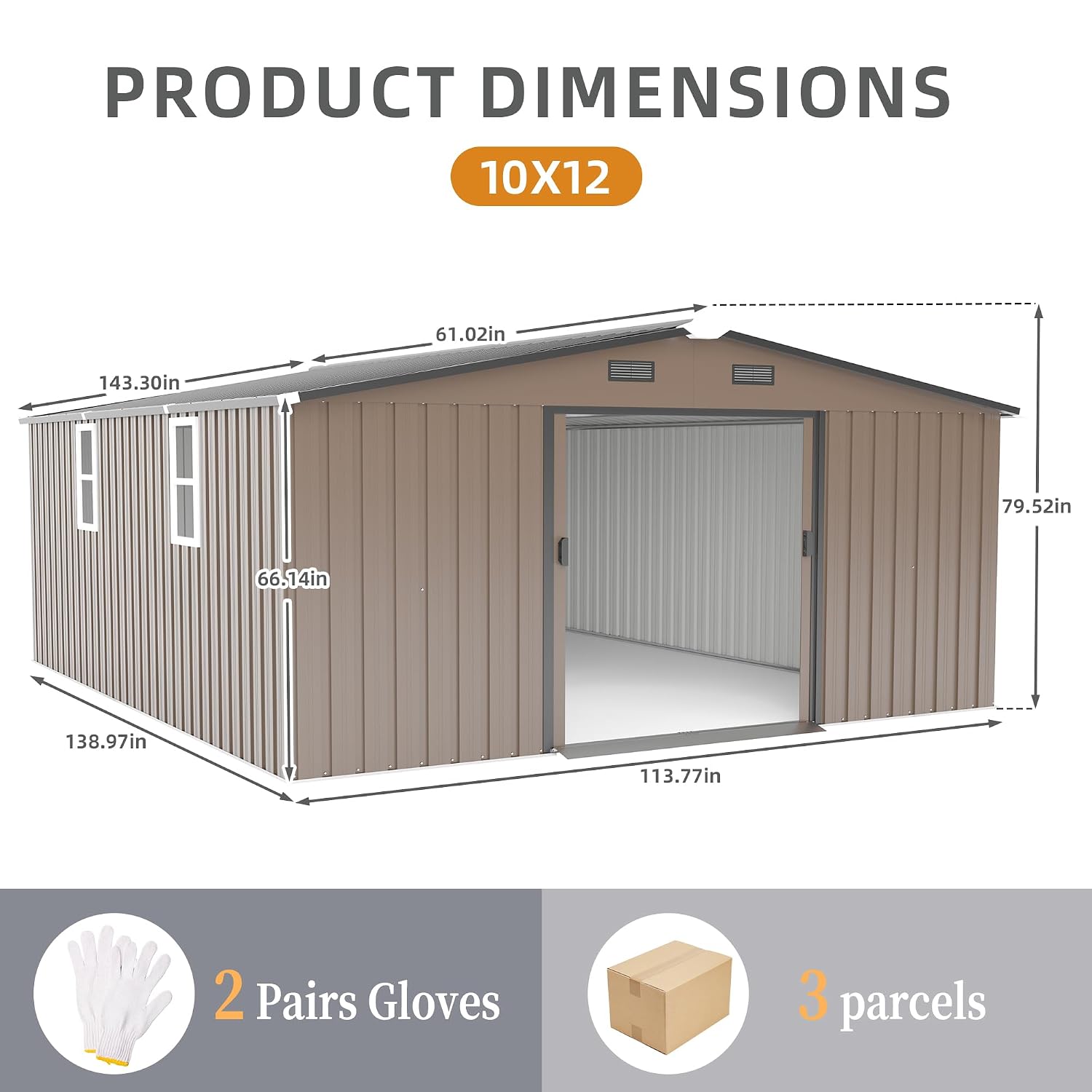 10x12フィートの屋外収納庫、大きな金属製ガーデンシェッド - Gardening Tools のレビューと価格