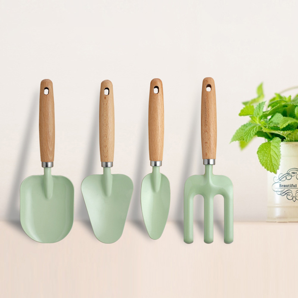 子供用木製ハンドル付きガーデニングツール4個セット、硬質木材 - Gardening Tools For 10 Year Olds のレビューと価格