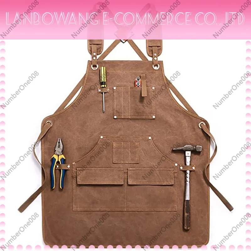 厚手のキャンバス製作業用エプロン、カスタムロゴ入り、ポケット - Gardening Tools Logo のレビューと価格