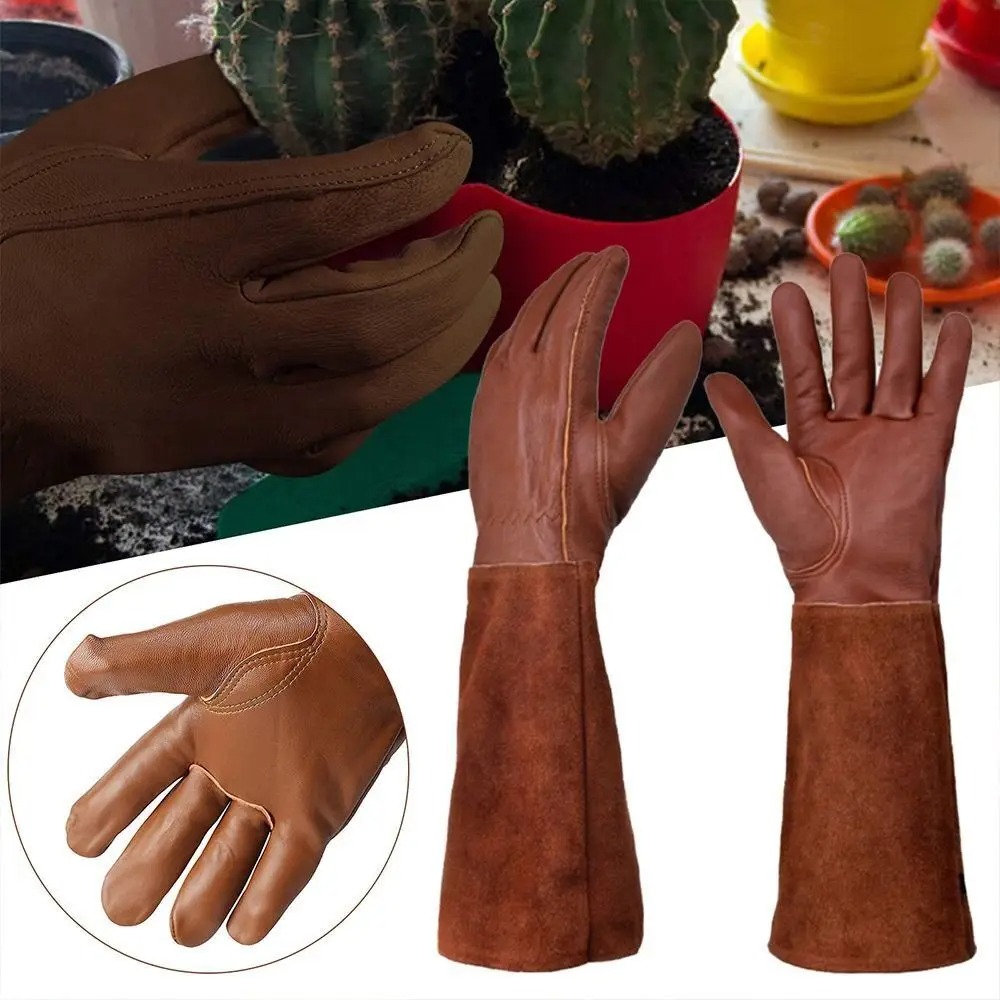 ガーデニング安全作業用手袋、長いチューブ、革、通気性のあるガ - Gardening Tools Gloves のレビューと価格