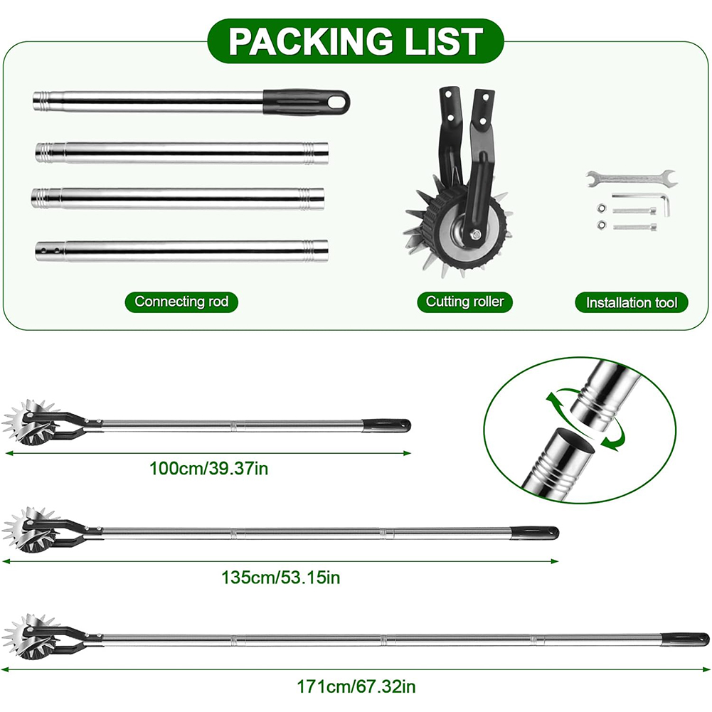 67インチ/170cmホイール式ロータリーエッジャー、手動芝 - Gardening Tools Edger のレビューと価格