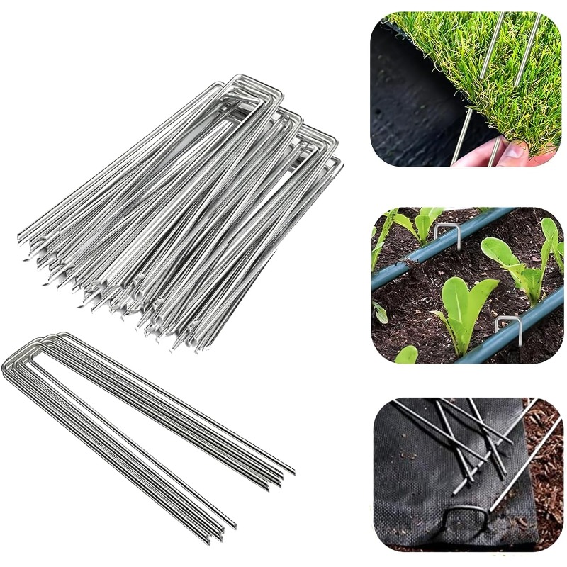 10個入りU字型ガーデンネイル人工芝ネイルヘビーフェンスパイ - Gardening Tools Used のレビューと価格
