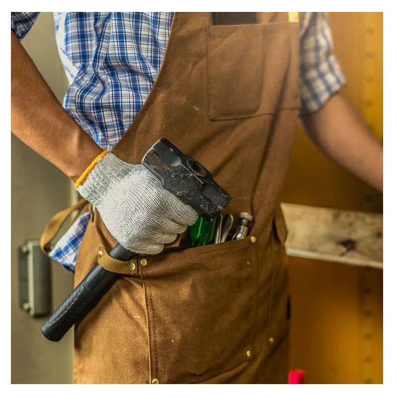 厚手のキャンバスエプロン防水オイルワックスエプロンツールポケ - Gardening Tools Logo のレビューと価格