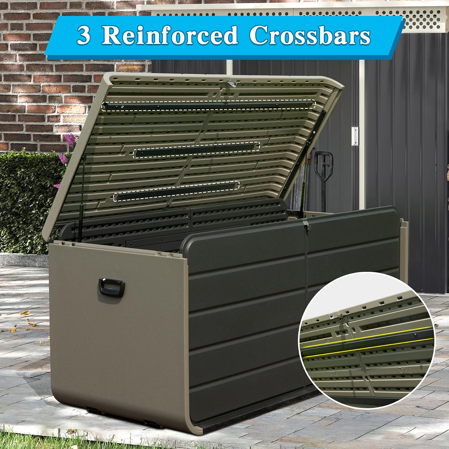 屋内外兼用収納ボックス 200ガロン、大型防水樹脂デッキボッ - Gardening Tools Organizer のレビューと価格