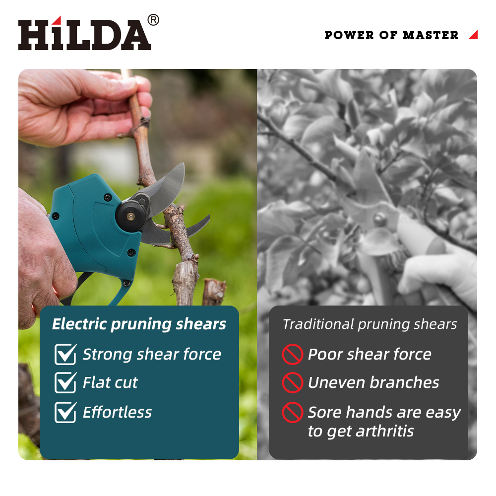 HILDA 18V ブラシレスコードレス電動剪定鋏充電式果樹 - Essential Gardening Tools のレビューと価格
