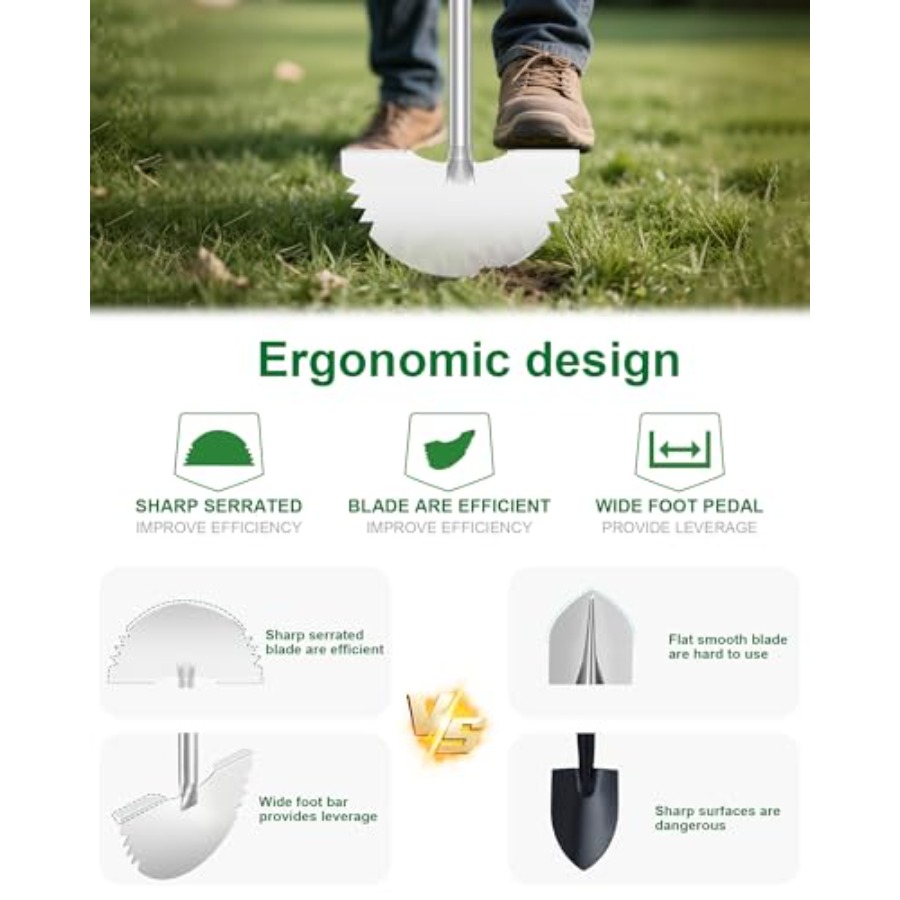 鋸歯状エッジャー芝生用ツール - ソフトTハンドル付き半月型 - Gardening Tools Edger のレビューと価格