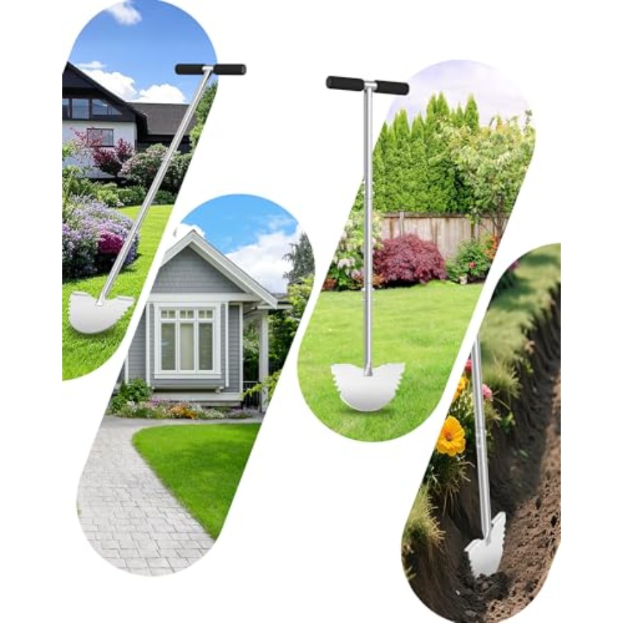 鋸歯状エッジャー芝生用ツール - ソフトTハンドル付き半月型 - Gardening Tools Edger のレビューと価格