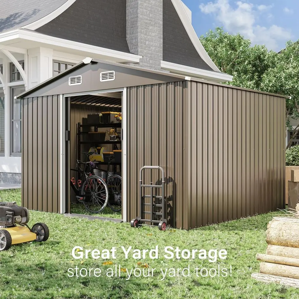 10T x 8T 屋外用金属製収納庫（ロック可能なドア、引き - Gardening Tools のレビューと価格