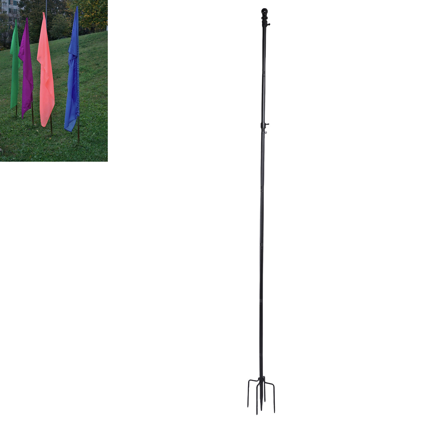 10フィートの地面設置型ガーデンフラッグポール、厚みのあるス - Gardening Yard Tools のレビューと価格