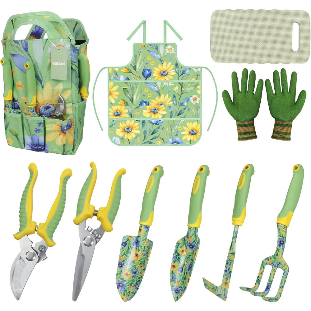 10点セットガーデンツールセット：アルミ製、エルゴノミクスハ - Gardening Tools Gloves のレビューと価格