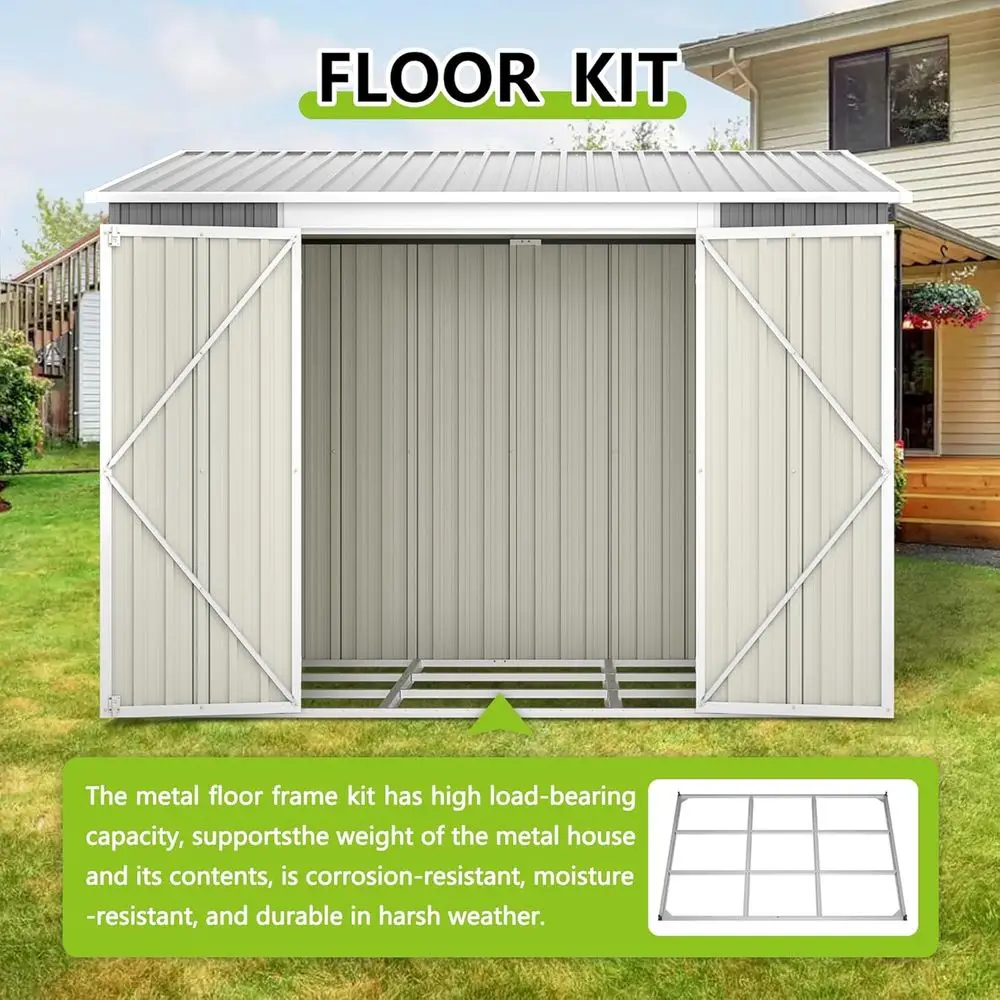 8フィート x 6フィートの屋外用金属製収納庫（床付き）、工 - Gardening Tools のレビューと価格